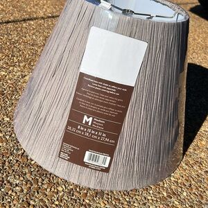 Gray Medium Gathered Fabric Designed Lamp Shade